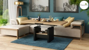 Lexus Golden Craft Oak and Black Convertible Coffee Table