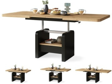 Lexus Golden Craft Oak and Black Convertible Coffee Table