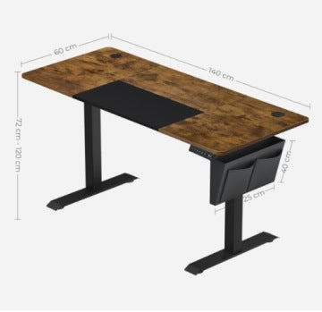 Electric Height-Adjustable Desk 140 x 60 cm with Memory Function