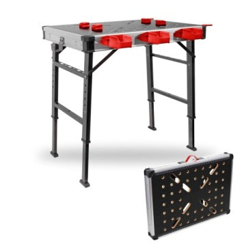 Fortum Adjustable Portable Workshop Table with MDF and Steel Construction