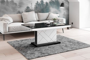 Matera Max Black and White Convertible Coffee Table in Super Matt Finish