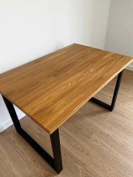 Premium Solid Oak Loft Table 120 x 80 x 3 cm with Metal Legs