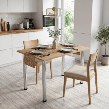 Rectangular Dining and Kitchen Table 90 x 60 cm with Adjustable Height