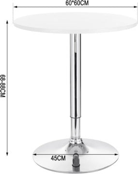 Woltu White Adjustable Swivel Bar Table Ø60 x 88 cm