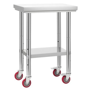 Vevor Stainless Steel Table on Wheels 61 x 45 x 86 cm with Height Adjustment