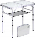Sportneer White Folding Camping Table 60 x 40 cm with Adjustable Height
