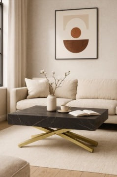 Sanna X Convertible Coffee Table with Gold-Copper Base