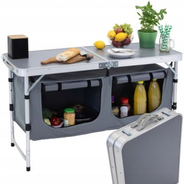 Jumi Grey Freestanding Camping Kitchen Cabinet 120 x 47 cm