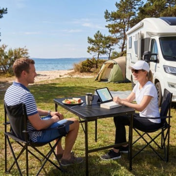 Outtec Folding Camping Table with Adjustable Height and Carry Handle