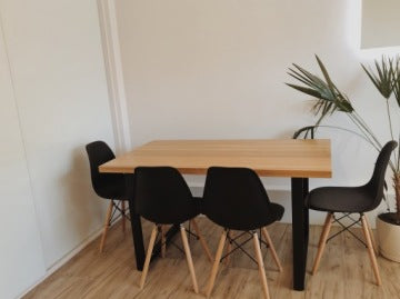 Premium Solid Oak Loft Table 120 x 80 x 3 cm with Metal Legs