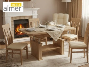 L15 Lift-Top Extendable Coffee Table in Golden Craft Oak