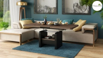 Lexus Brown Oak and Black Convertible Coffee Table