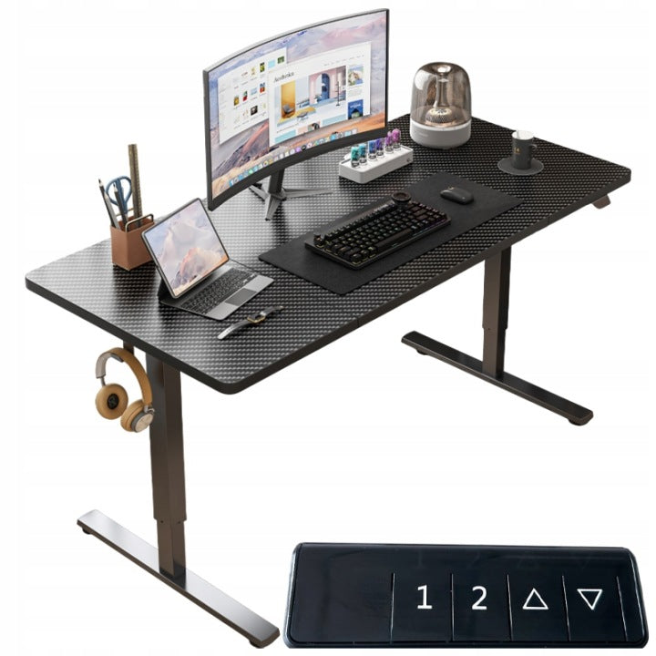 Modern Black Electric Height-Adjustable Desk 160 x 80 cm
