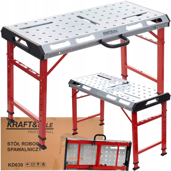 Portable Galvanised Steel Welding Table with Adjustable Height, 454 kg Capacity