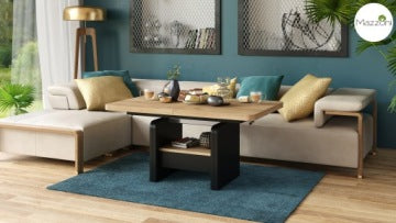 Lexus Golden Craft Oak and Black Convertible Coffee Table