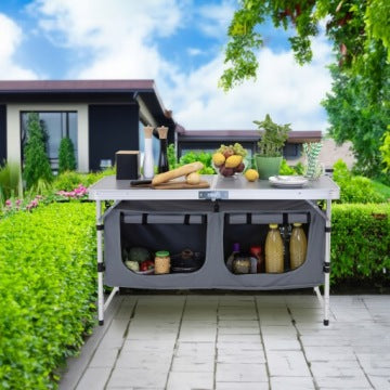 Jumi Grey Freestanding Camping Kitchen Cabinet 120 x 47 cm