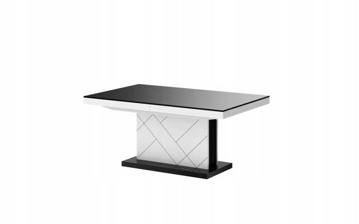 Matera Max Black and White Convertible Coffee Table in Super Matt Finish