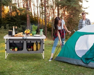 Jumi Grey Freestanding Camping Kitchen Cabinet 120 x 47 cm