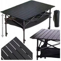 Folding Camping Table with Adjustable Height and Storage Compartment