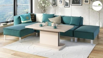 Aston Champagne Beige Lift-Top Convertible Coffee Table