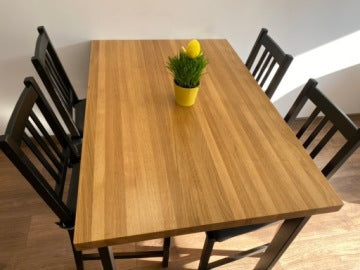 Premium Solid Oak Loft Table 120 x 80 x 3 cm with Metal Legs