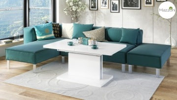 Aston Evita White Convertible Coffee Table and Dining Table