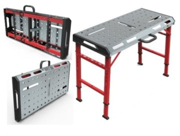 Portable Galvanised Steel Welding Table with Adjustable Height, 454 kg Capacity